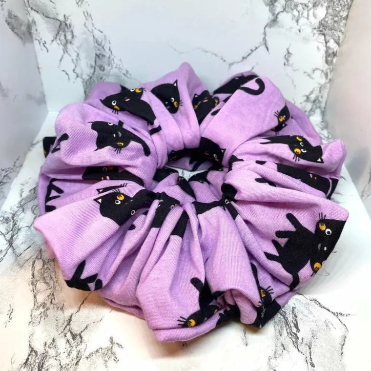 Purple Kitty Cat Halloween Scrunchie Enchanted Scrunch