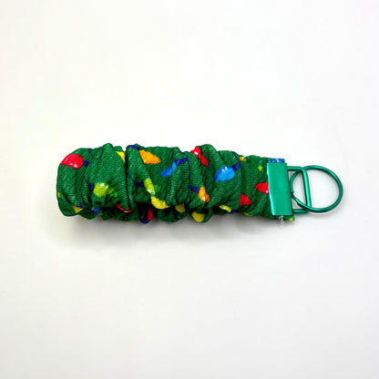 Green Christmas Lights Scrunchie Wristlet