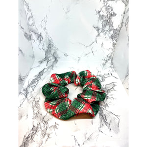 Mini Red and Green Plaid Christmas Bullet Scrunchie