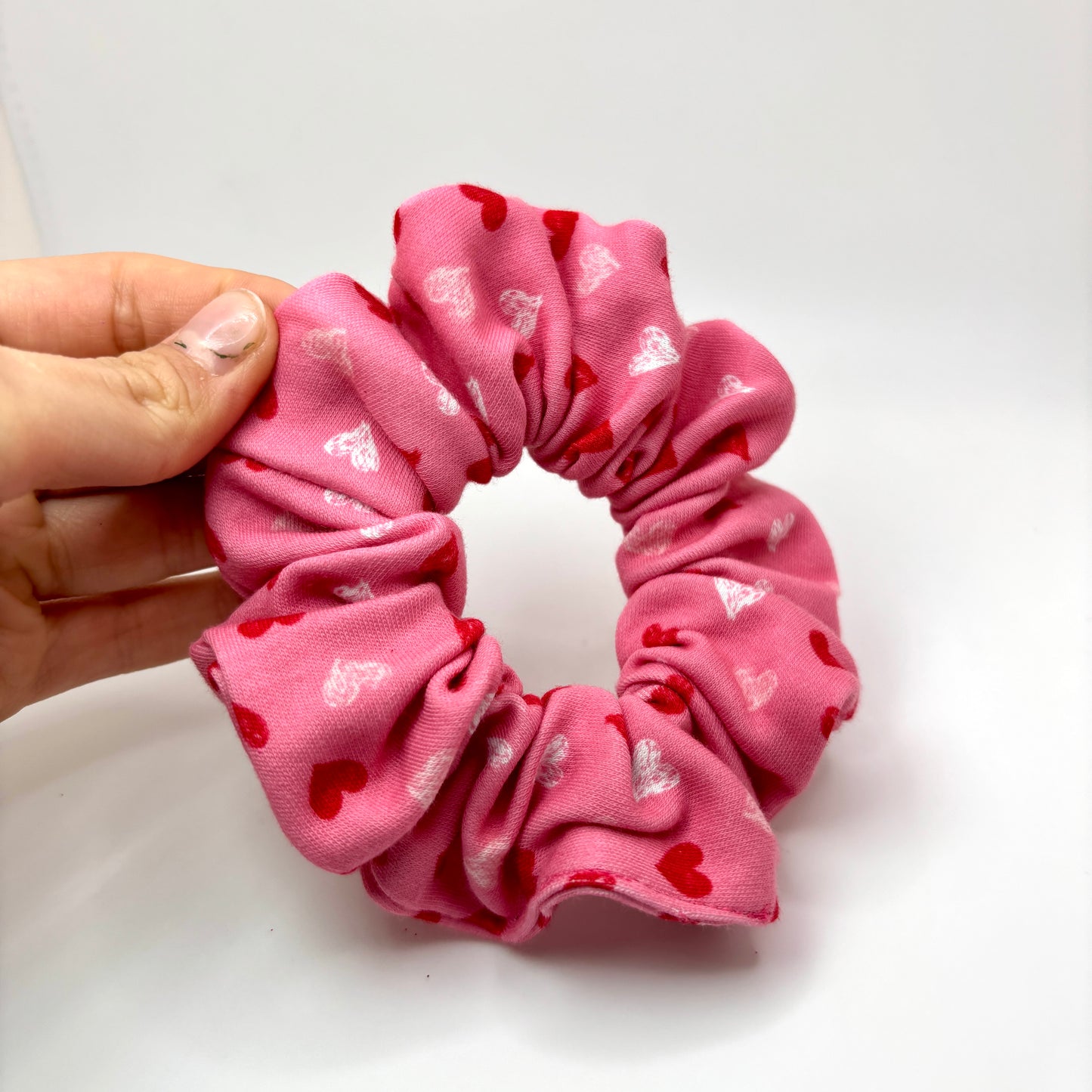 Mini Pink Heart Valentine's Day Scrunchie