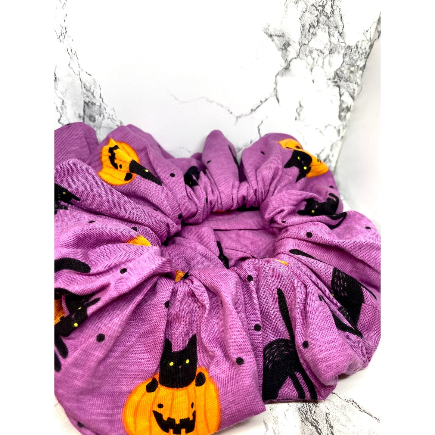 Purple Pumpkin Cat Halloween Scrunch Enchanted Scrunch