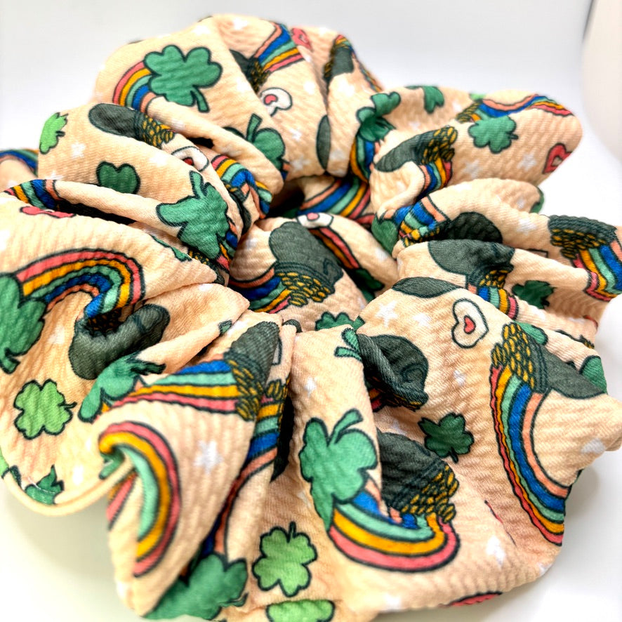 Rainbows and Gold St Patrick's Bullet Scrunchie