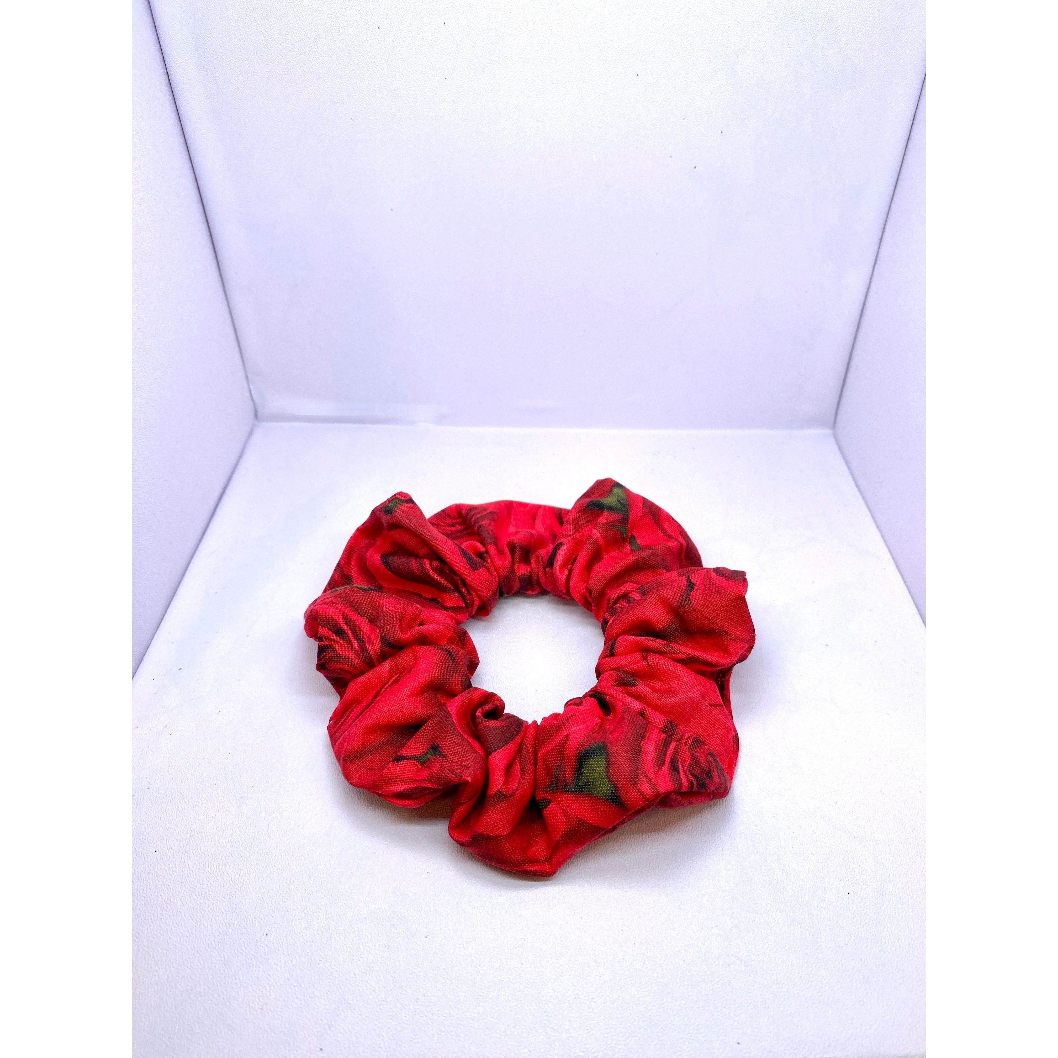 Mini Red Roses Valentine's Day Scrunchie