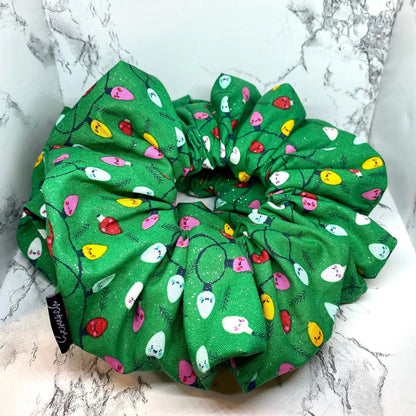 Glitter Green Christmas Lights Scrunchie Enchanted Scrunch