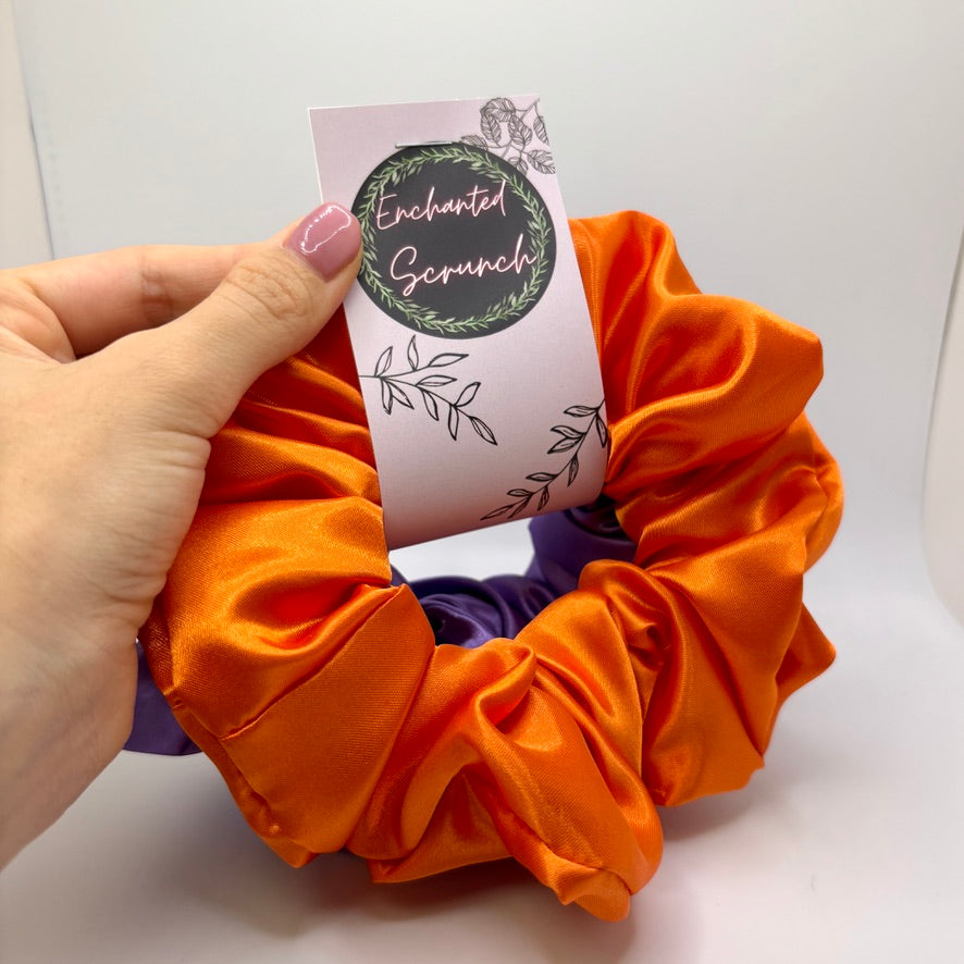 Orange & Purple Silk Halloween Scrunchie Set