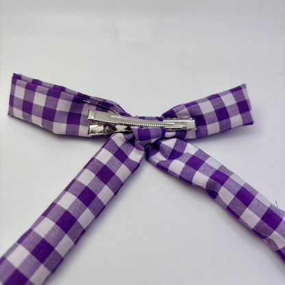 Purple Gingham Valentine's Day Long Bow