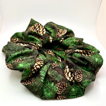 Pine Tree and Pine Cones Christmas Scrunchie