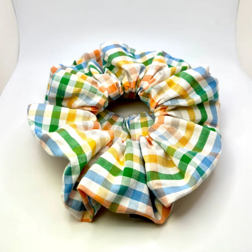 Blue & Orange Plaid Scrunchie Enchanted Scrunch