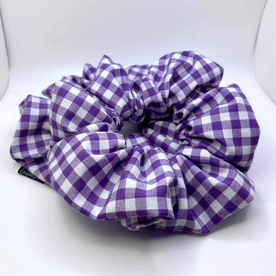 Purple Gingham Valentine's Day Scrunchie