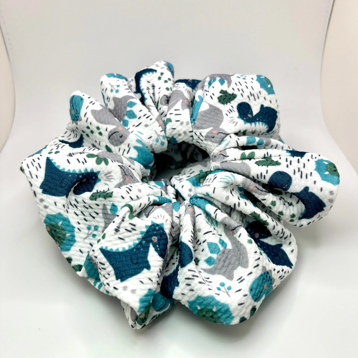 Blue Dino Bullet Scrunchie enchantedscrunch