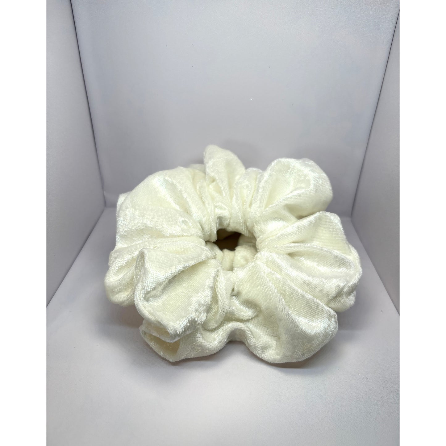 Ivory Crushed Velvet Scrunchie