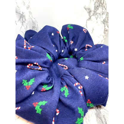 Navy Candy Cane Christmas Scrunchie Enchanted Scrunch