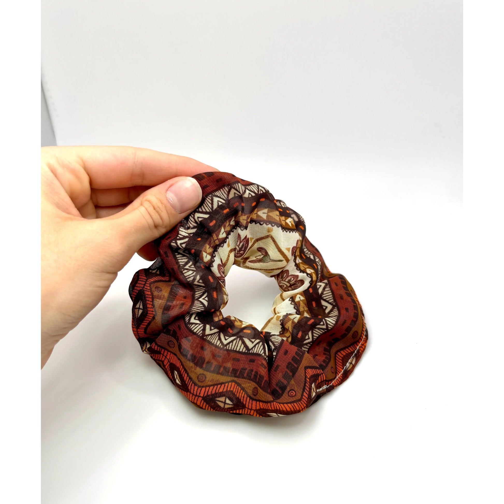 Mini Brown Geometric Scrunchie Enchanted Scrunch