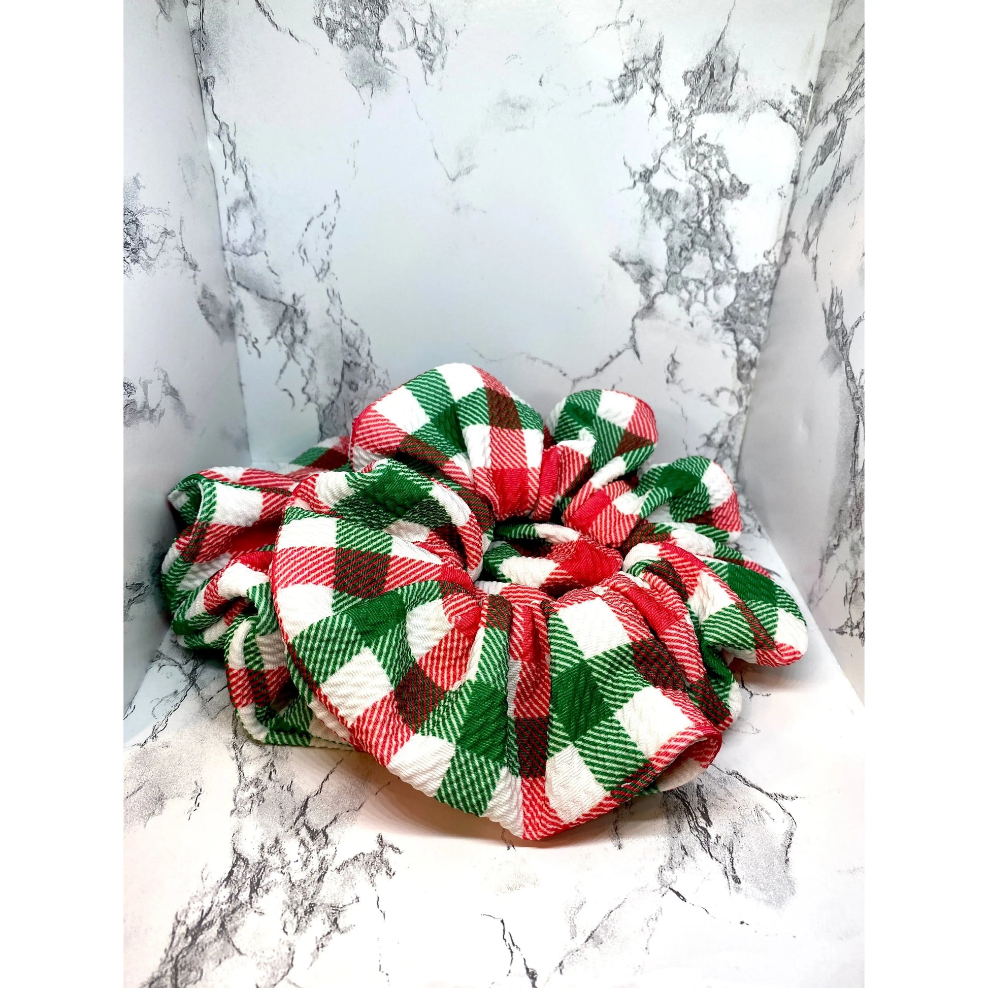 Square Plaid Christmas Bullet Scrunchie Enchanted Scrunch