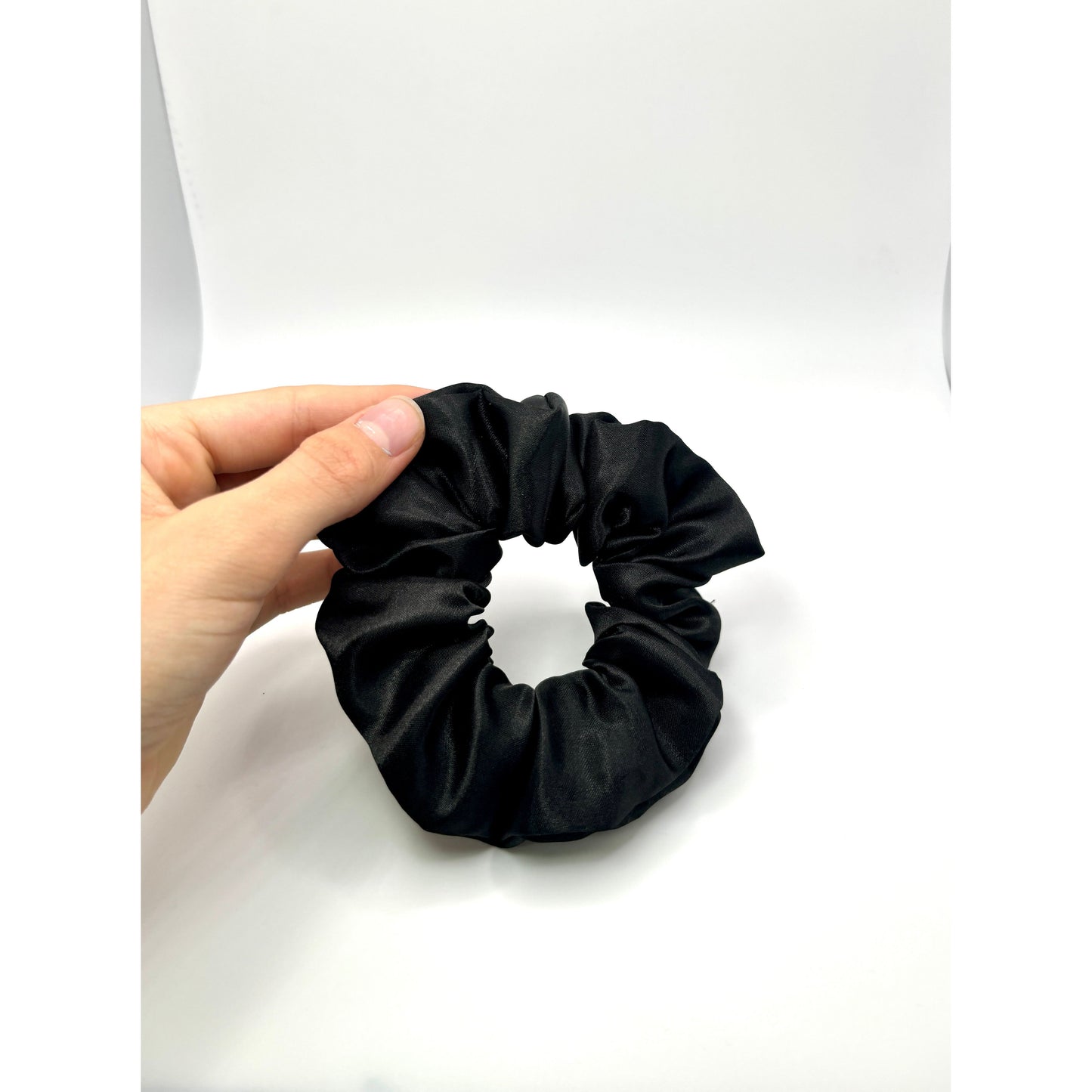 Mini Black Silk Scrunchie