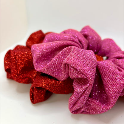 Pink & Red Sparkle Valentine's Day Scrunchie Set