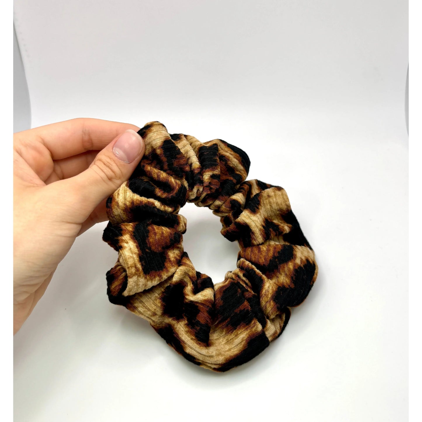 Mini Brown Cheetah Ribbed Scrunchie Enchanted Scrunch