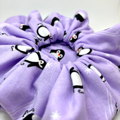 Purple Penguin Christmas Scrunchie