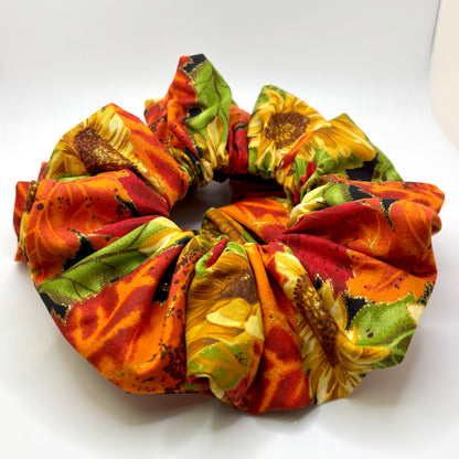 Sparkle Leaf Sunflower Scrunchie
