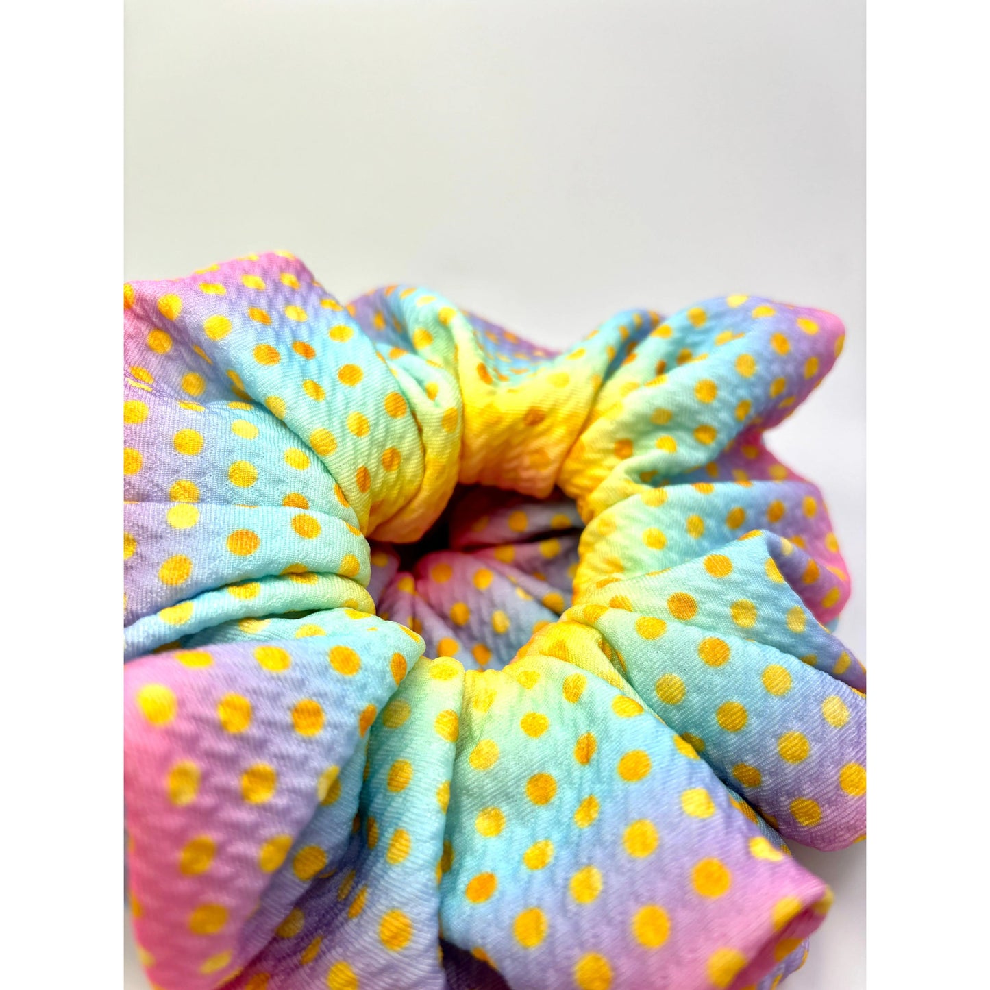 Gold Dot Ombre Rainbow Bullet Scrunchie enchantedscrunch