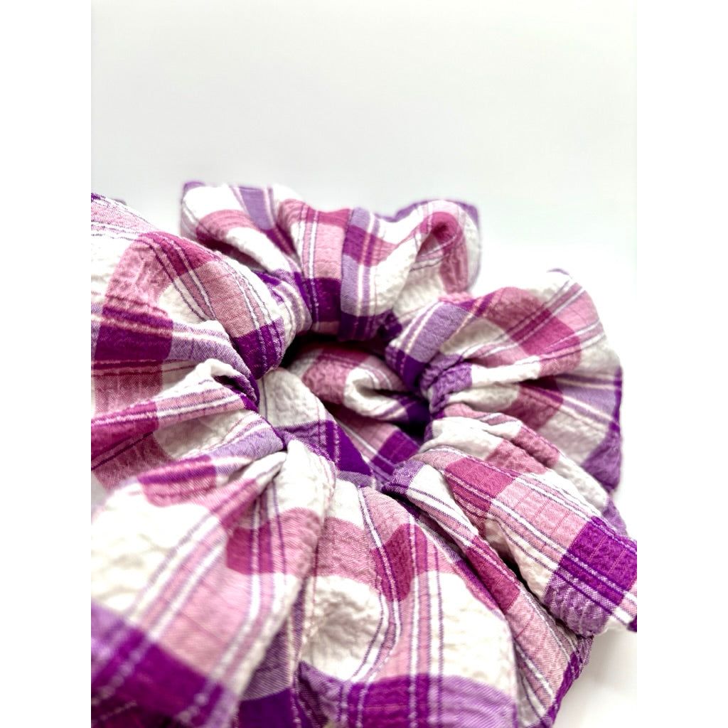 Purple Plaid Spring Scrunchie