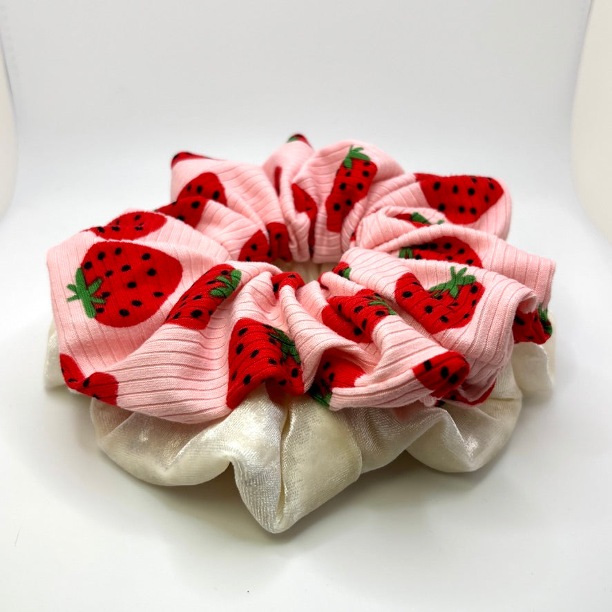 Strawberry & Ivory Valentine's Day Scrunchie Set