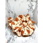 Load image into Gallery viewer, Beige Pumpkin and Candy Corn Halloween Bullet Scrunch
