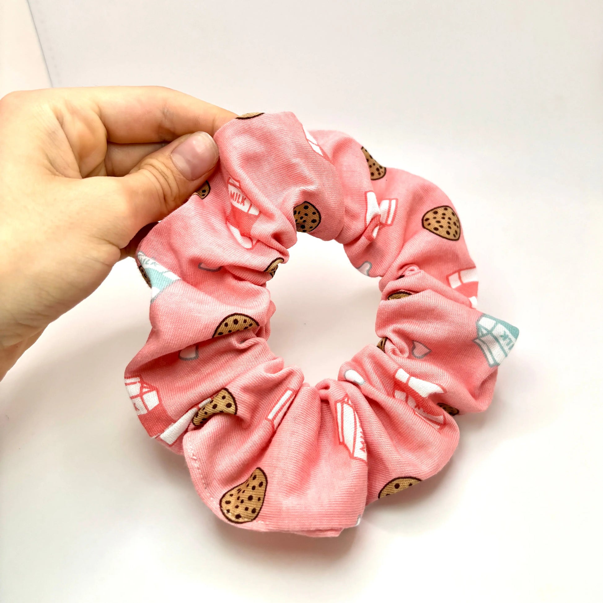 Mini Cookies and Milk Pink Scrunchie enchantedscrunch