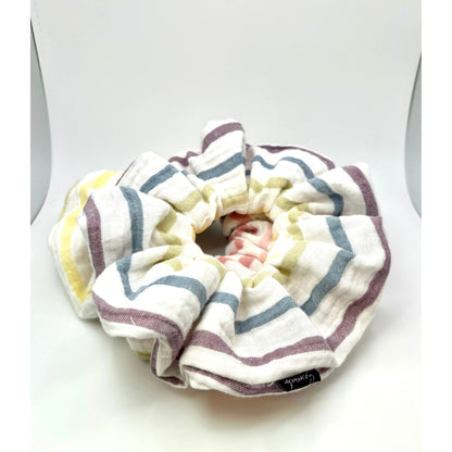 Rainbow White Striped Scrunchie enchantedscrunch