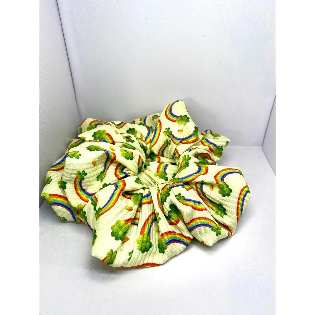 Rainbow Clover St Patrick's Day Scrunchie Enchanted Scrunch