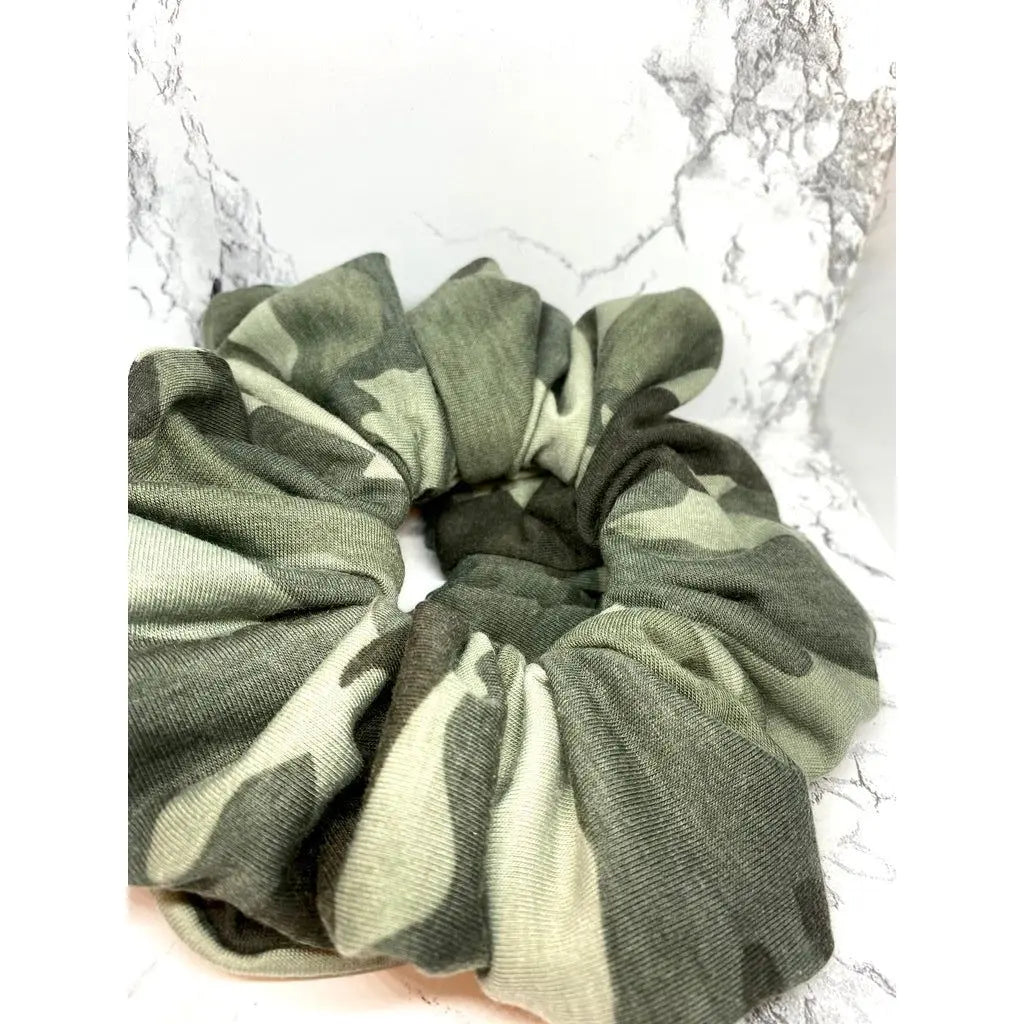 Green Camouflage Knit Scrunchie enchantedscrunch