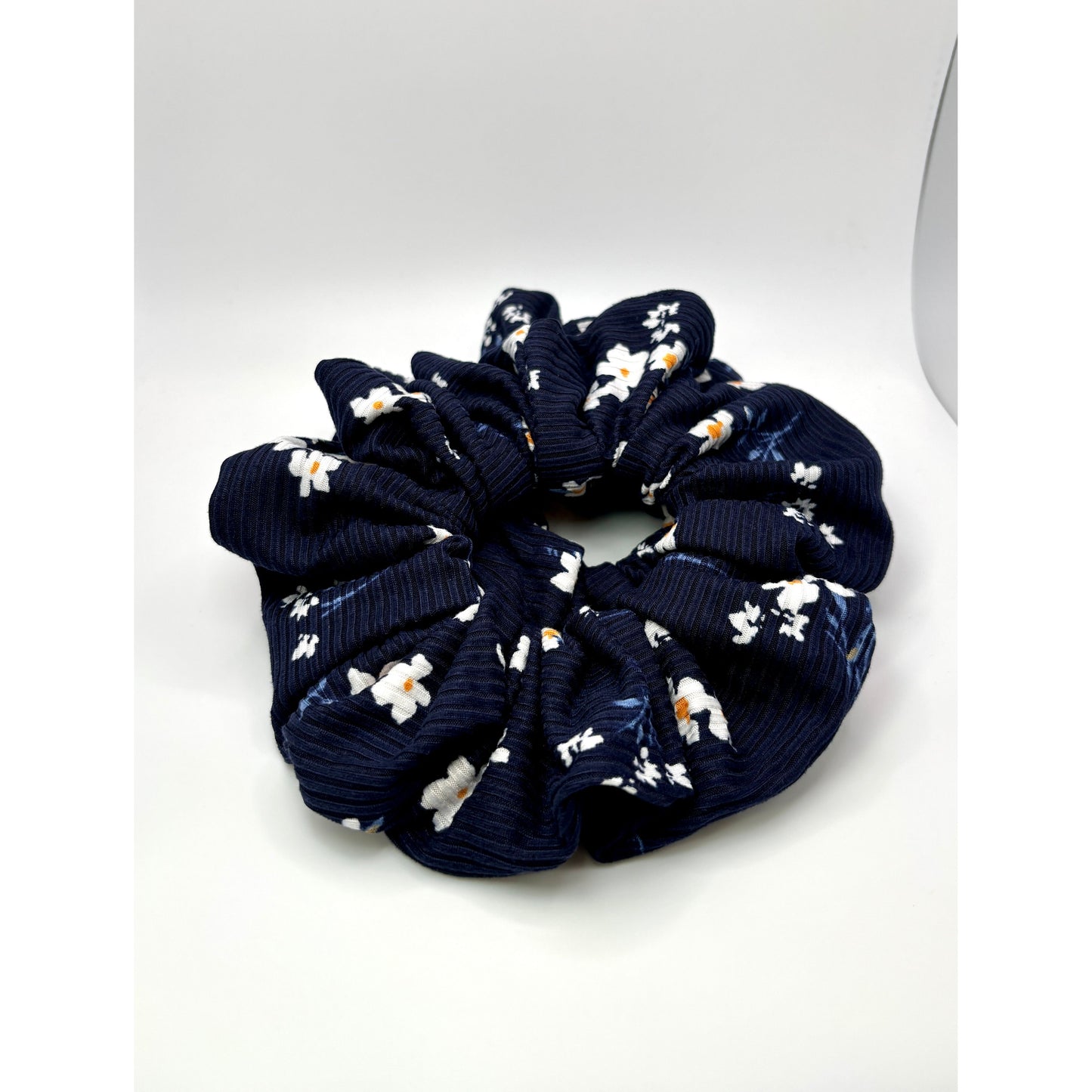 Navy Floral Ribbed Scrunchie Enchanted Scrunch