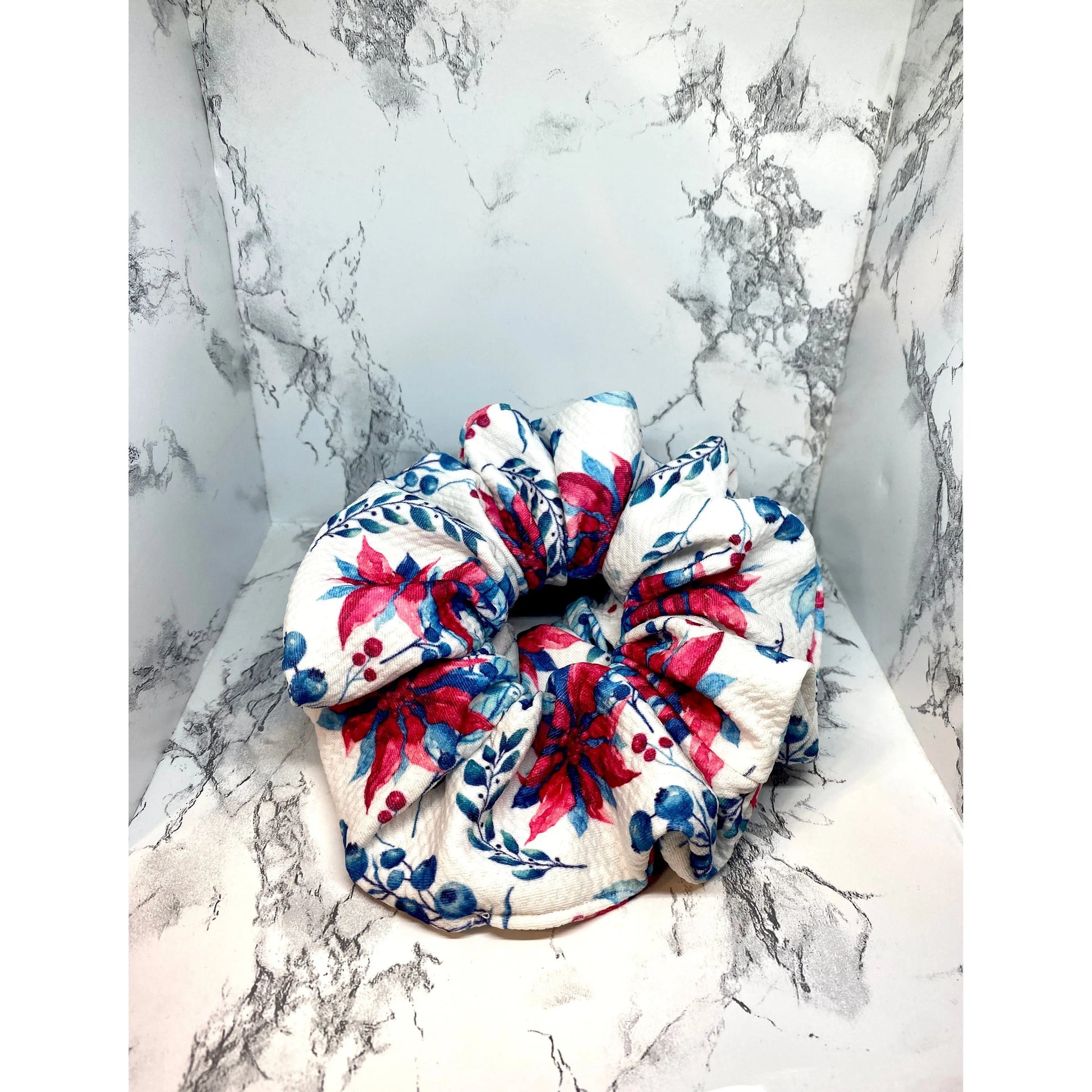 Floral Poinsettia Christmas Bullet Scrunchie Enchanted Scrunch