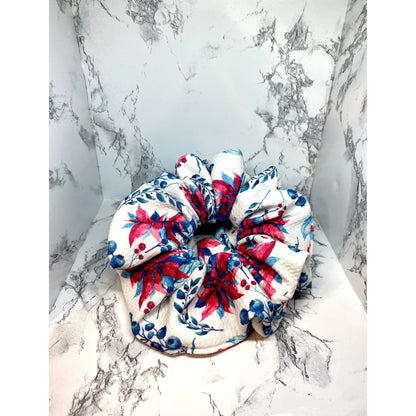 Floral Poinsettia Christmas Bullet Scrunchie Enchanted Scrunch