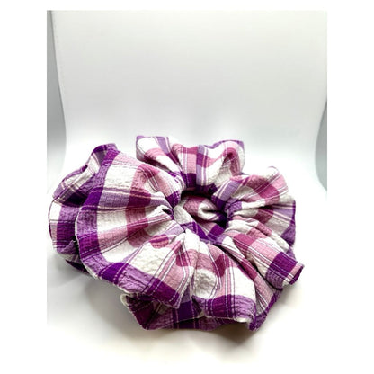 Purple Plaid Spring Scrunchie