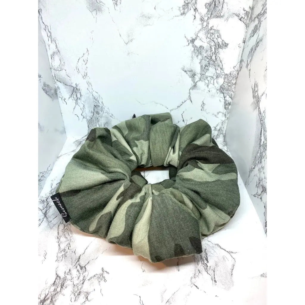 Green Camouflage Knit Scrunchie enchantedscrunch