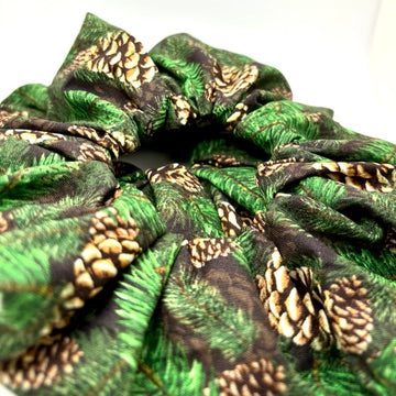 Pine Tree and Pine Cones Christmas Scrunchie