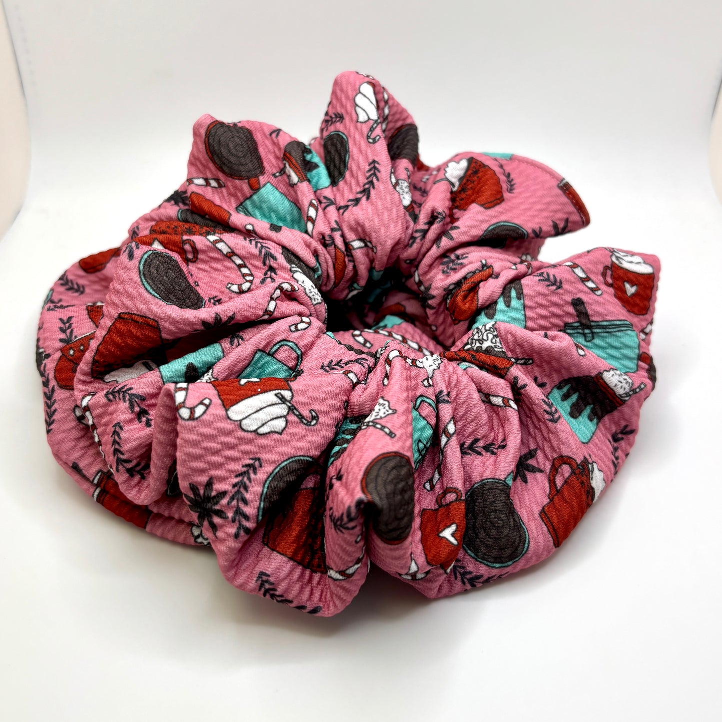 Pink Hot Chocolate Christmas Bullet Scrunchie