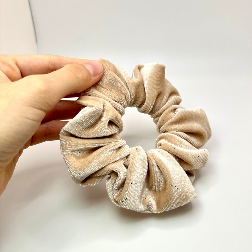 Mini Cream Sparkle Velvet Christmas Scrunchie