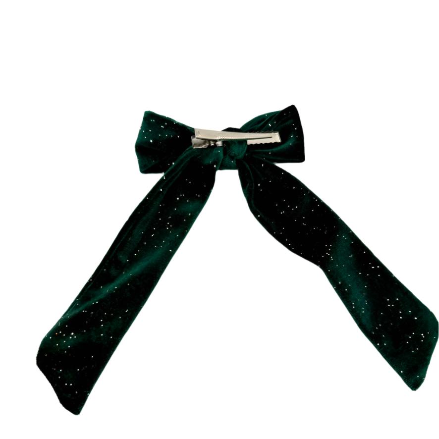 Green Sparkle Velvet Christmas Bow