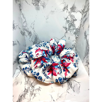 Floral Poinsettia Christmas Bullet Scrunchie Enchanted Scrunch