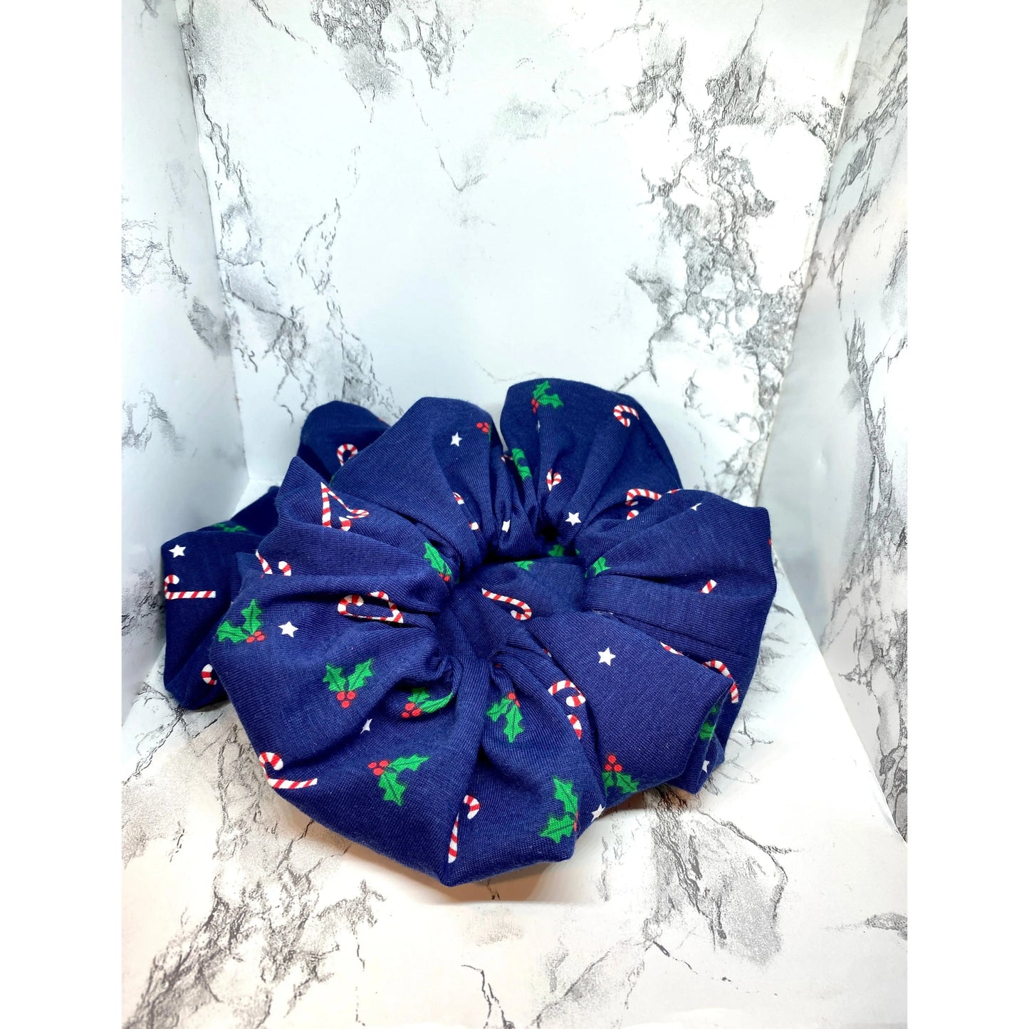 Navy Candy Cane Christmas Scrunchie Enchanted Scrunch