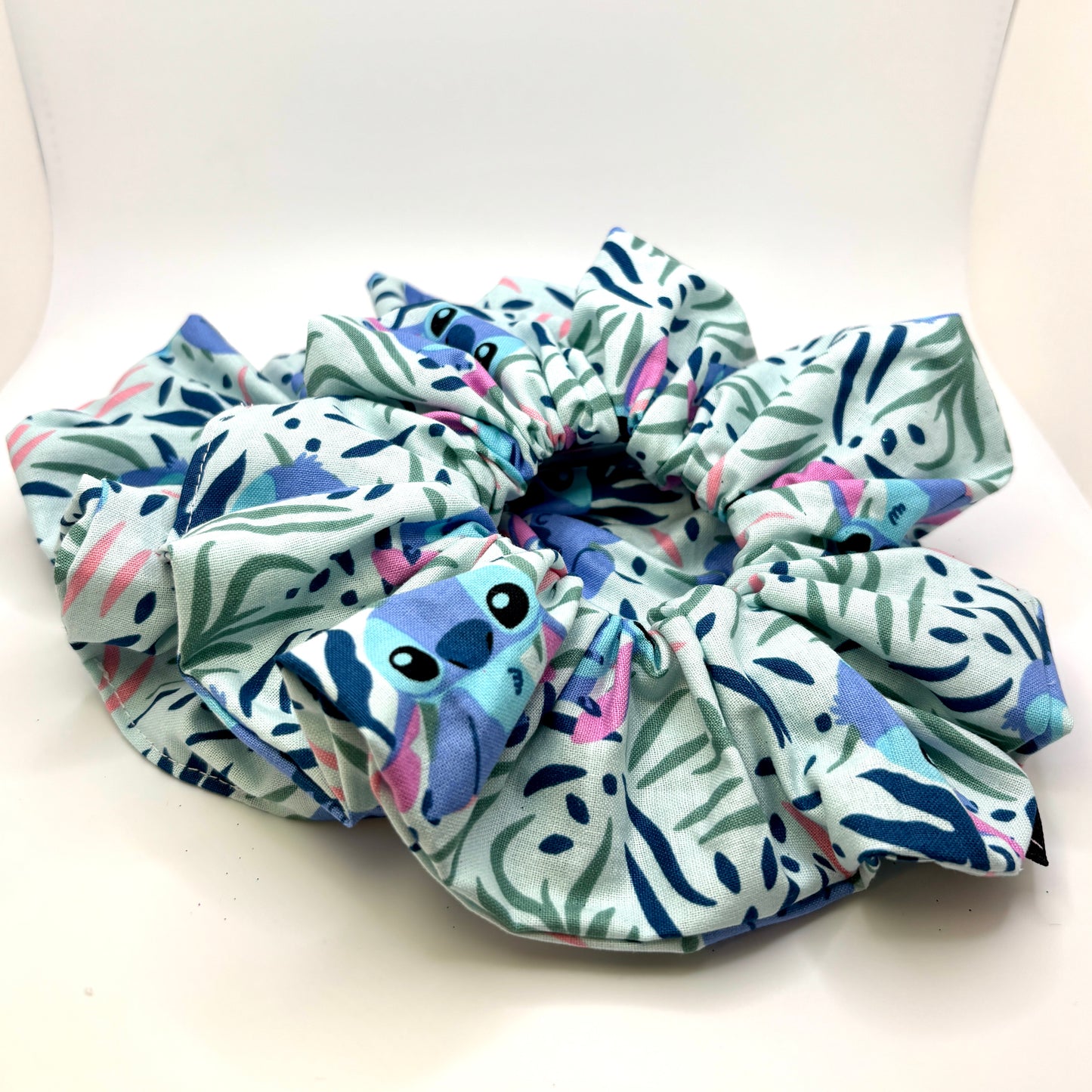 Blue Leaf Stitch Scrunchie