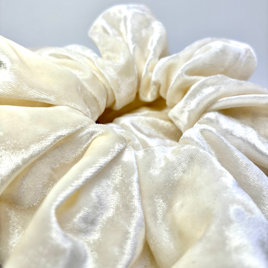 Ivory Crushed Velvet Christmas Scrunchie