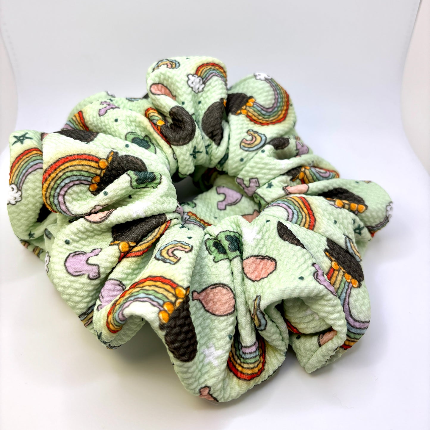 Pastel Green Lucky Charm Bullet Scrunchie