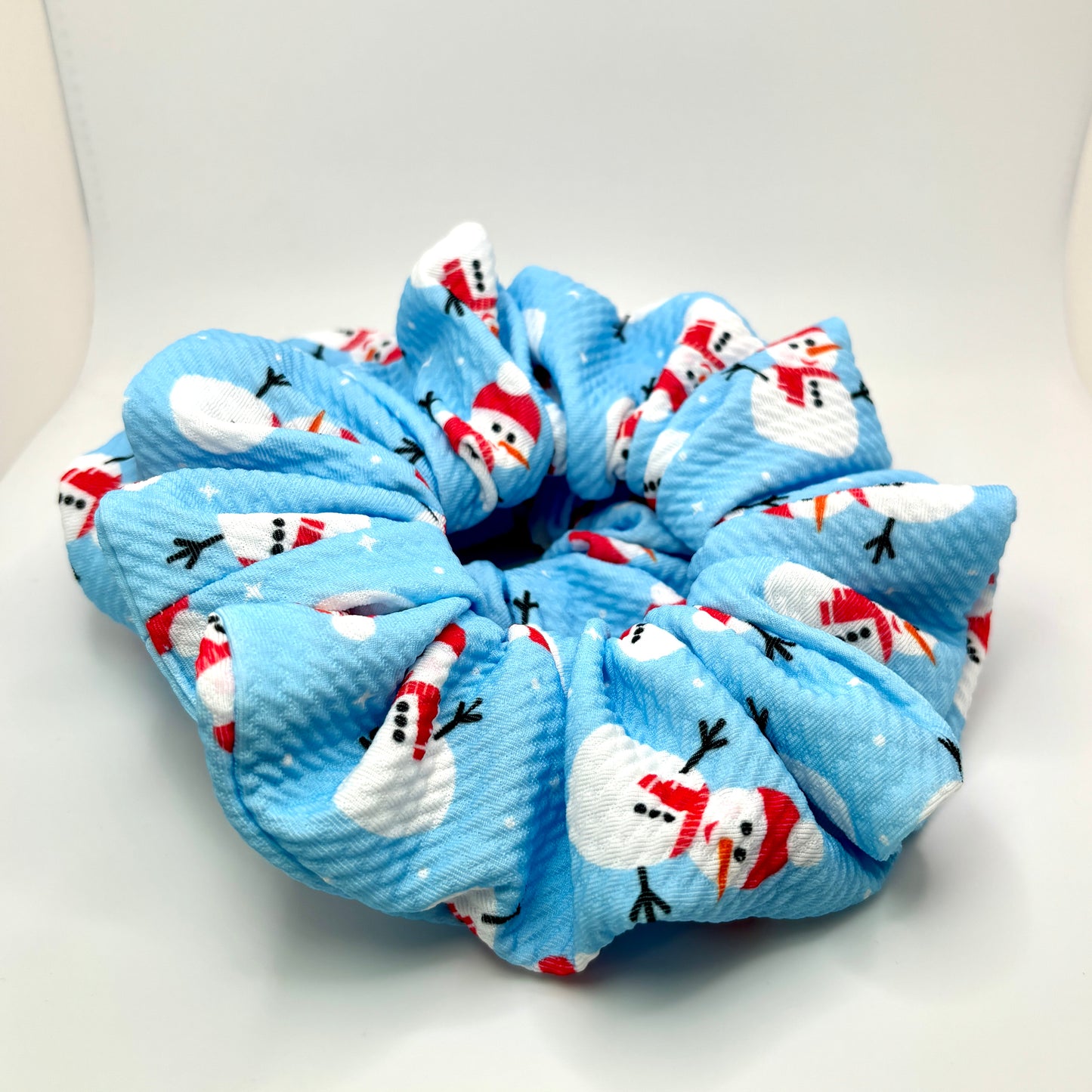 Blue Snowman Christmas Bullet Scrunchie