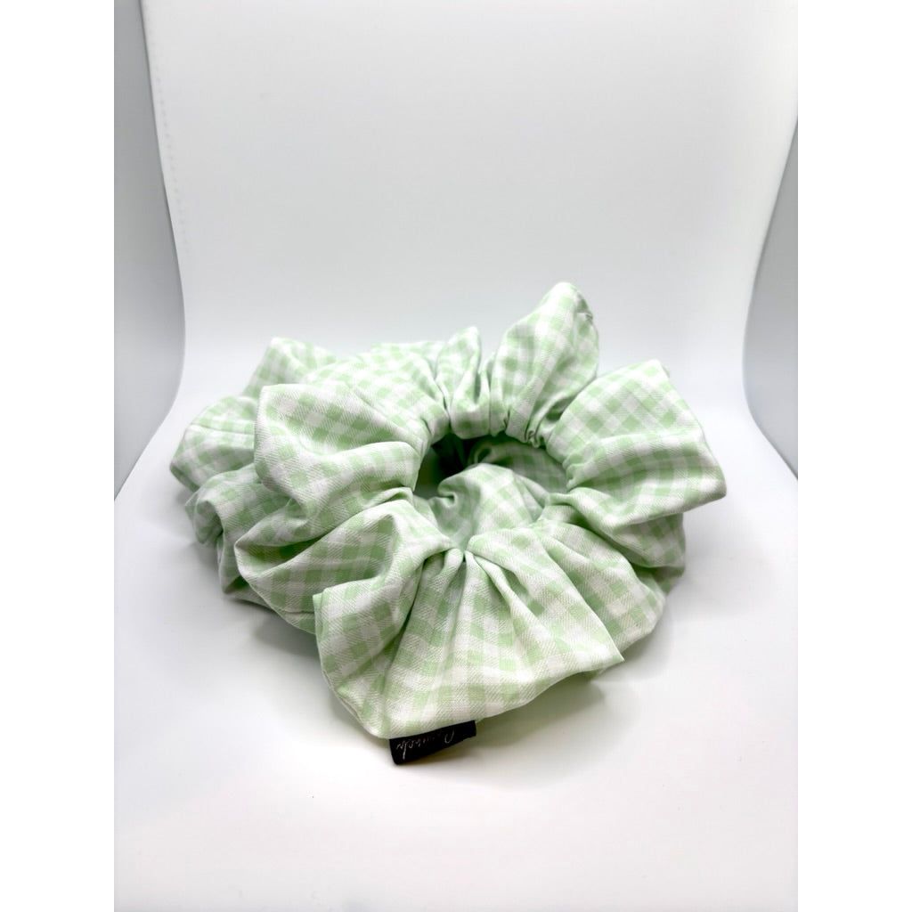 Mint Green Gingham Spring Scrunchie