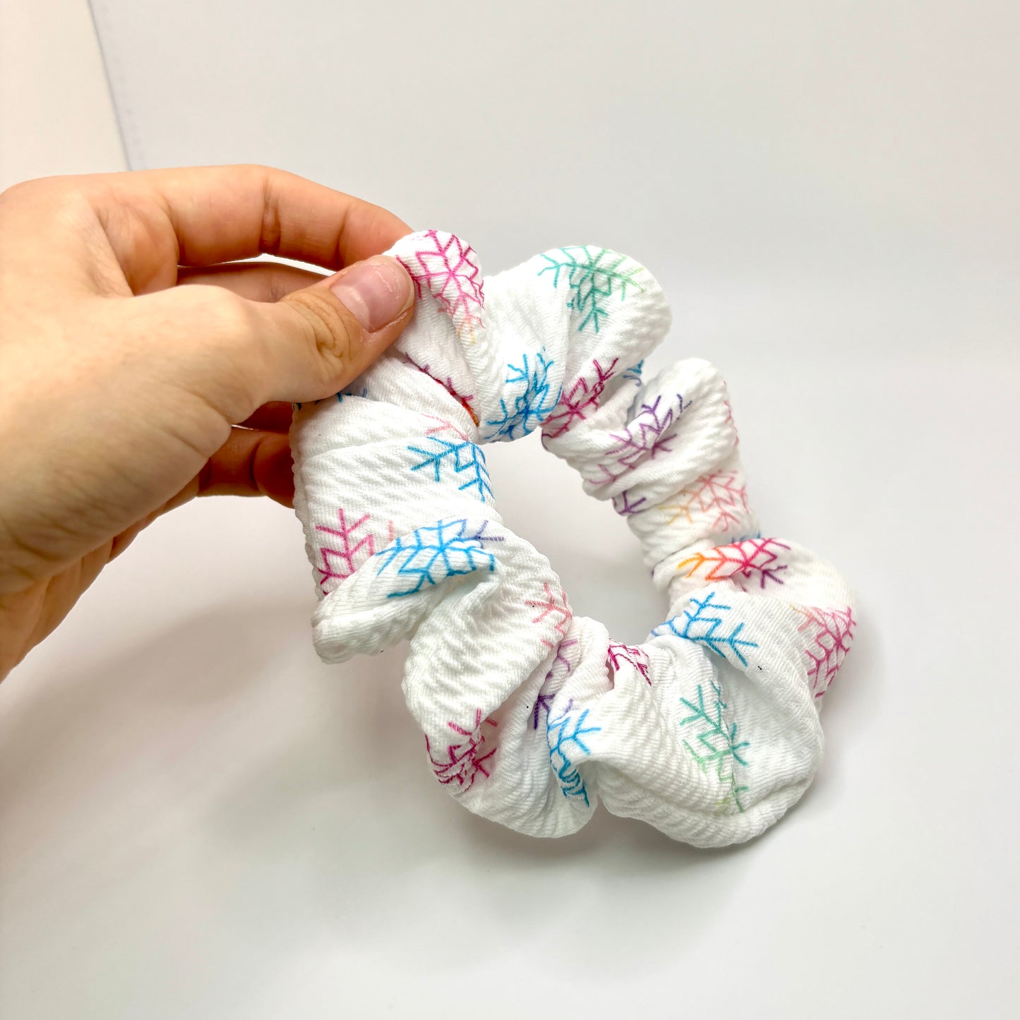 Mini Rainbow Snowflake Bullet Christmas Scrunchie