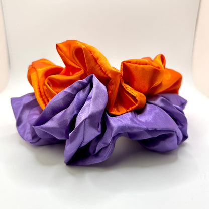 Orange & Purple Silk Halloween Scrunchie Set