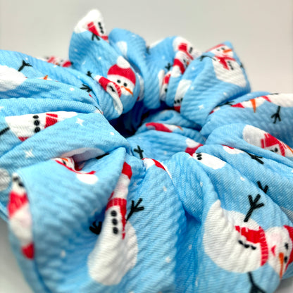 Blue Snowman Christmas Bullet Scrunchie